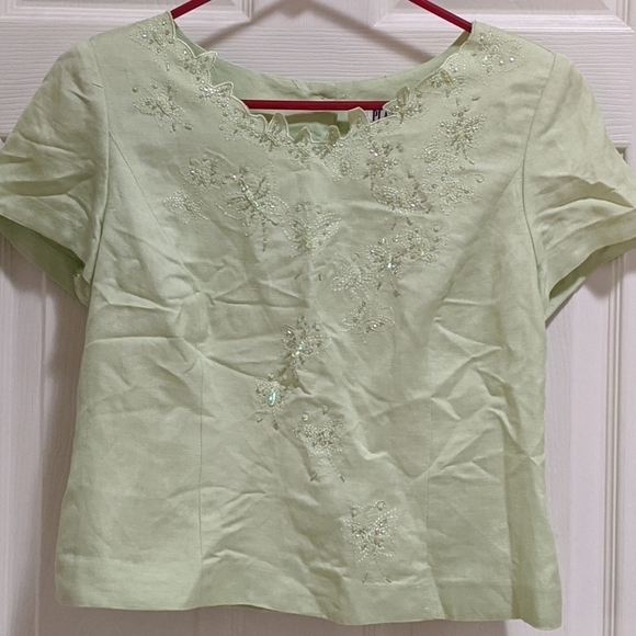 Plaza South Petite Lined Top - Linen Size 8P - Picture 4 of 9